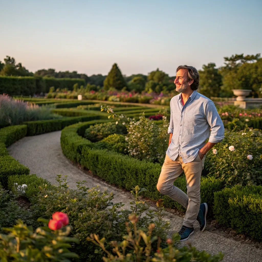 Alexander posing with his garden